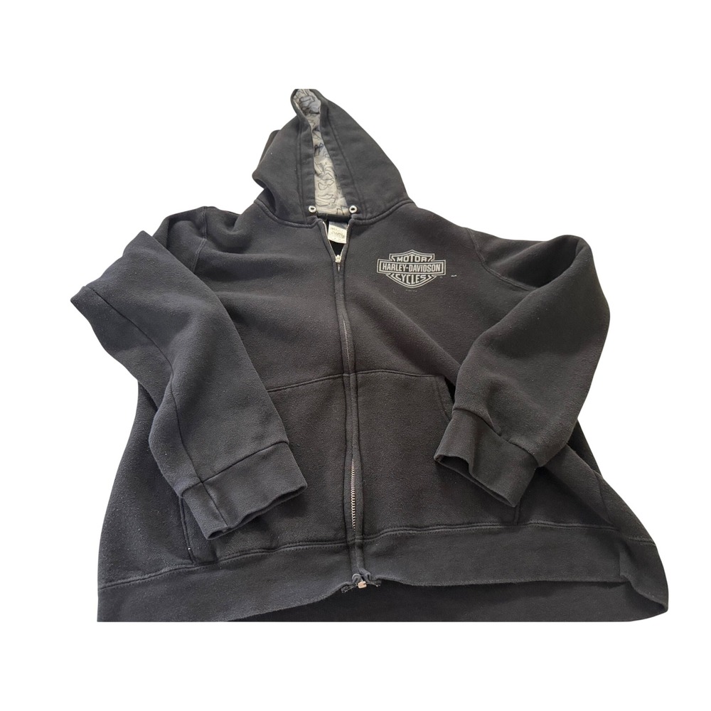 Harley-Davidson WomensBlack Full Zip Hoodie Rawhide Olathe Kansas Logo Medium